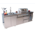 BBQ Island Outdoor Kitchen Kits, 4-Burner 72000 BTU Stainless Steel Modular 98 Inch Natural Gas
