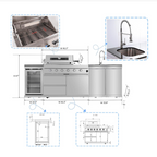 BBQ Island Outdoor Kitchen Kits, 4-Burner 72000 BTU Stainless Steel Modular 98 Inch Natural Gas