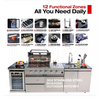 BBQ Island Outdoor Kitchen Kits, 4-Burner 72000 BTU Stainless Steel Modular 98 Inch Natural Gas