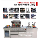 BBQ Island Outdoor Kitchen Kits, 4-Burner 72000 BTU Stainless Steel Modular 98 Inch Natural Gas