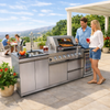 BBQ Island Outdoor Kitchen Kits, 4-Burner 72000 BTU Stainless Steel Modular 98 Inch Natural Gas