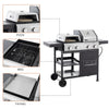 2+2 multifunctional gas barbecue grill and covered grill combination for outdoor cooking