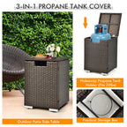 6 Pieces Outdoor Wicker Furniture Set with 32 Inch Propane Fire Pit Table