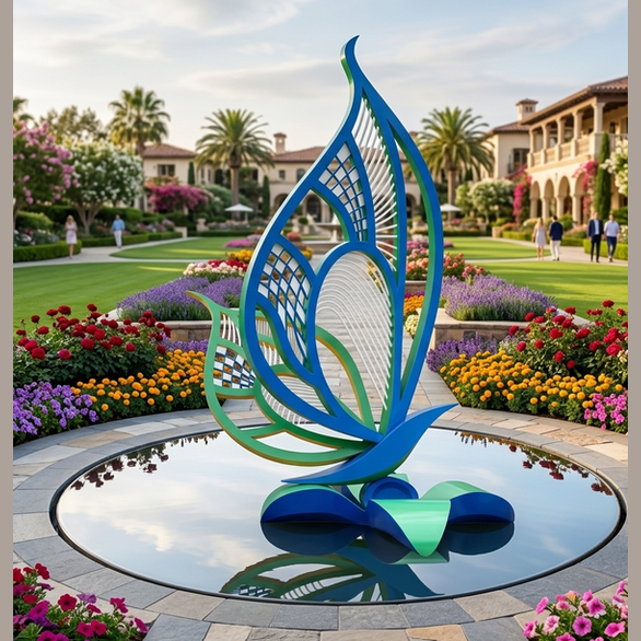 Customized Large Stainless Steel Painted Butterfly Sculpture