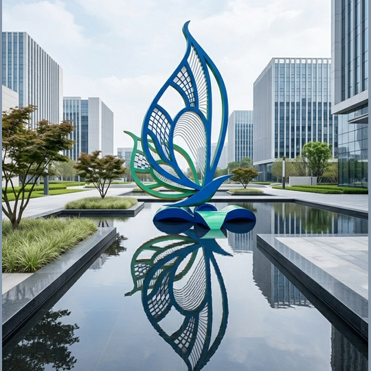 Customized Large Stainless Steel Painted Butterfly Sculpture
