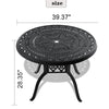 39.37-inch Cast Aluminum Patio Dining Set With Black Frame and Umbrella Hole
