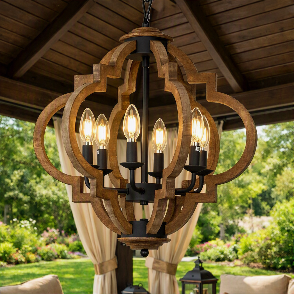 Farmhouse Chandelier- 6 Light Rustic Light Fixture