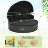 Clamshell Patio Round Daybed Wicker with Retractable Canopy and Pillows