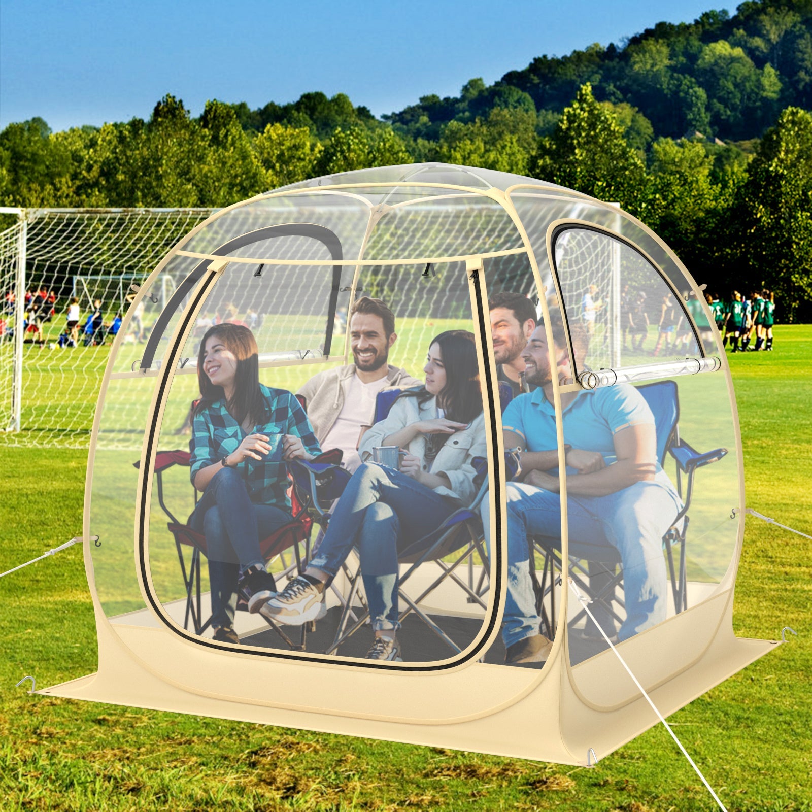 Instant Pop-up Sports Tent with Carrying Bag and Floor Mat in 2 sizes