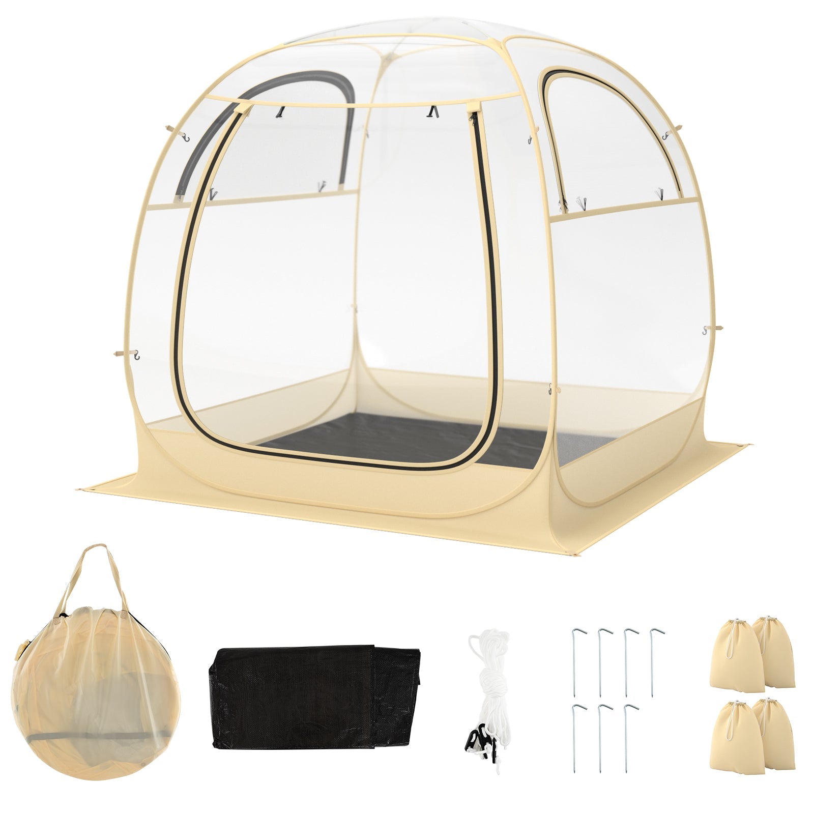 Instant Pop-up Sports Tent with Carrying Bag and Floor Mat in 2 sizes