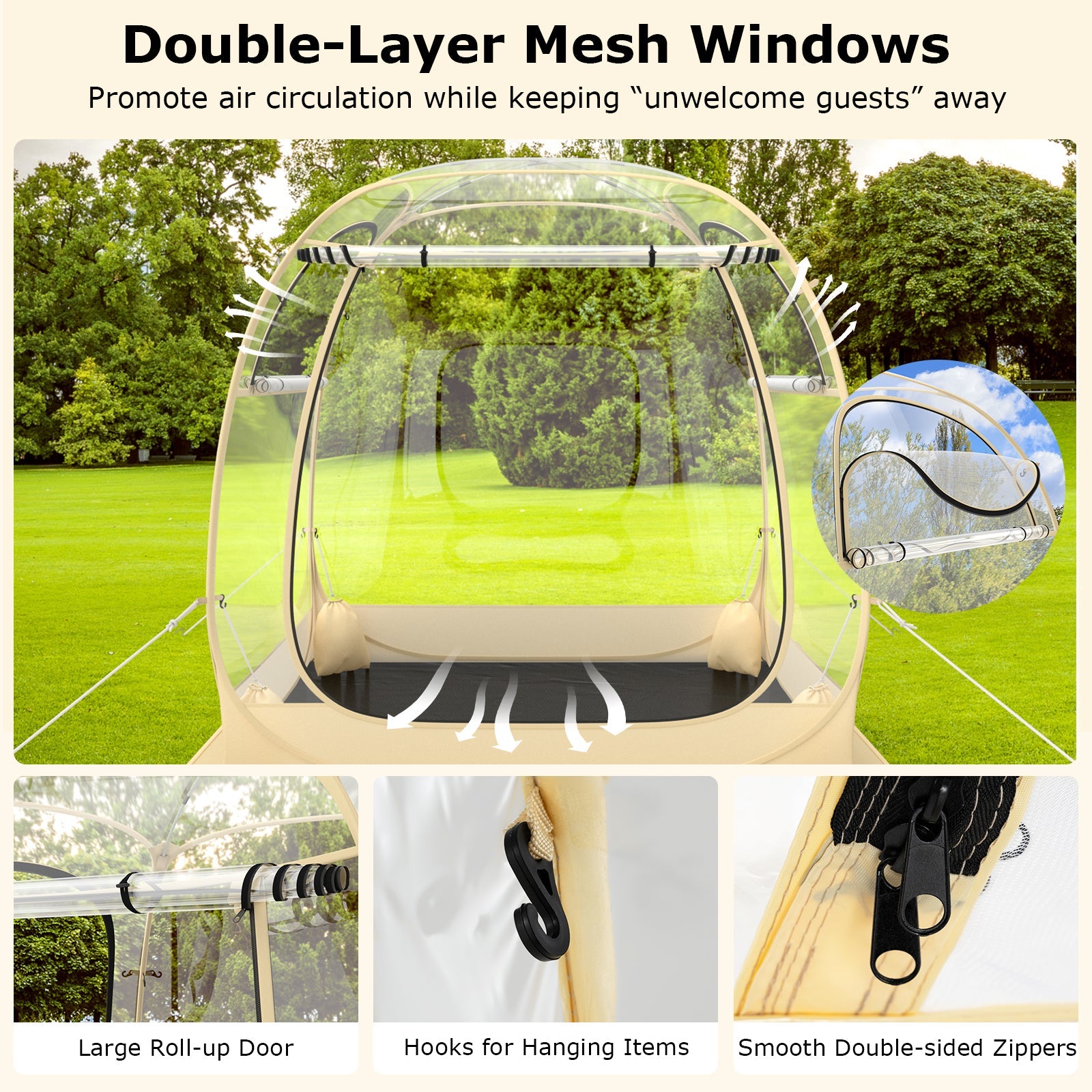 Instant Pop-up Sports Tent with Carrying Bag and Floor Mat in 2 sizes