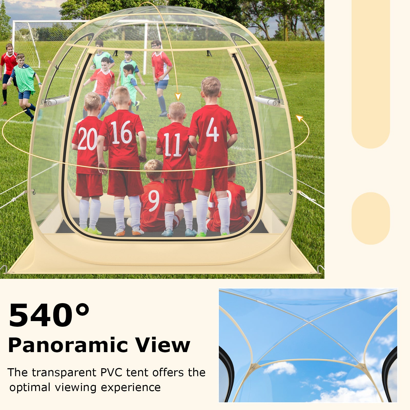 Instant Pop-up Sports Tent with Carrying Bag and Floor Mat in 2 sizes
