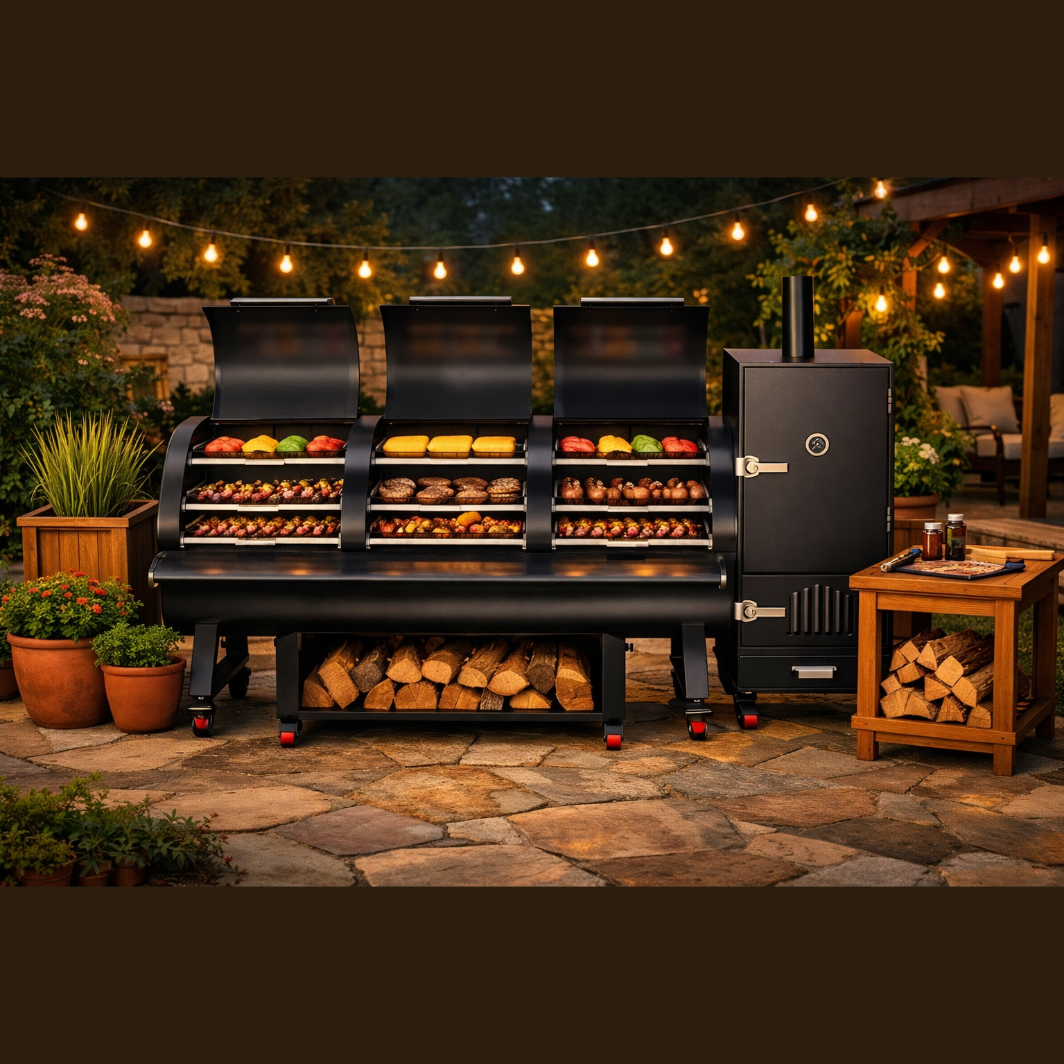 Professional Texas Style Wood or Charcoal Smoker - Outdoor Low & Slow Smoker