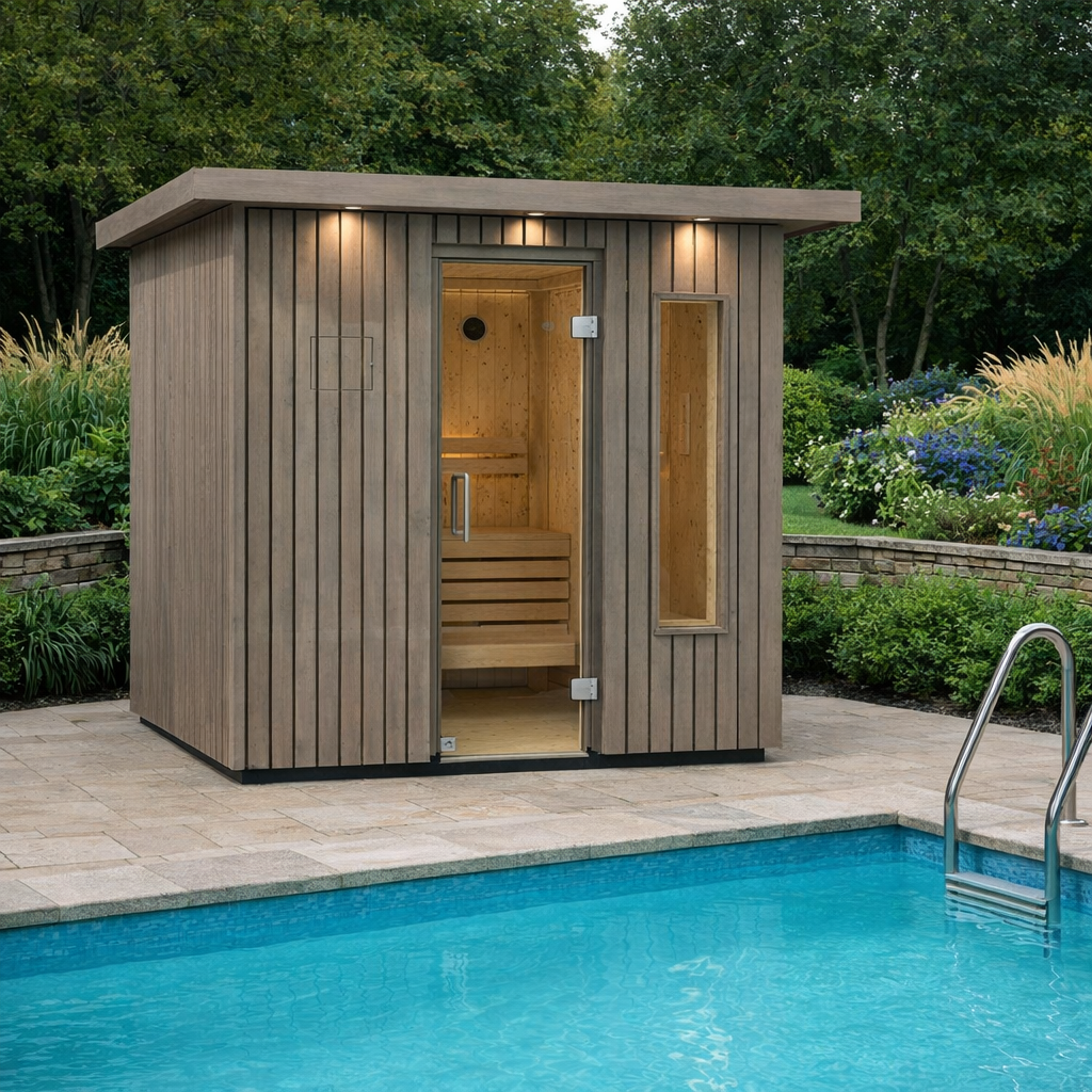 Outdoor Weathered Gray Spruce Sauna Kit