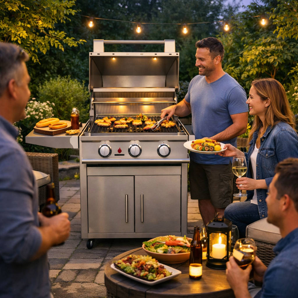 Stainless Steel Freestanding Gas Grills With Deluxe Cart