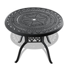 39.37-inch Cast Aluminum Patio Dining Set With Black Frame and Umbrella Hole