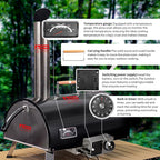 Black Pizza Oven Outdoor 12" Automatic Rotatable Pizza Oven
