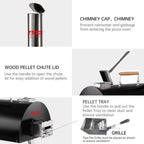 Black Pizza Oven Outdoor 12" Automatic Rotatable Pizza Oven
