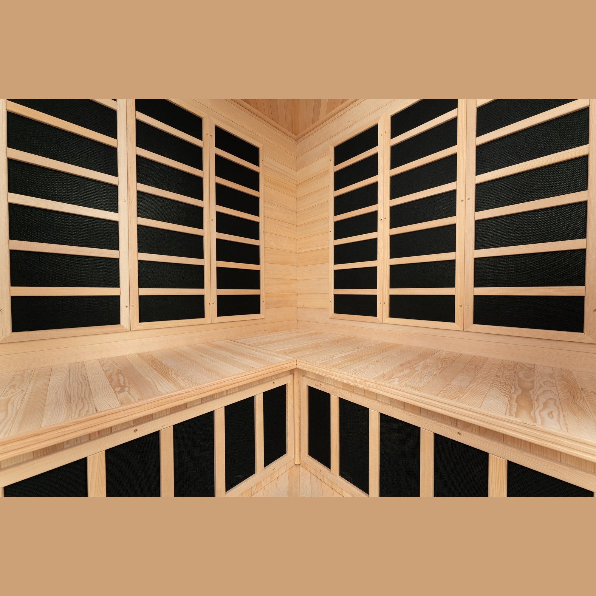 Blisspod, Vienna, Corner Spacious Far Infrared Sauna Canadian Hemlock Ultra Low EMF, 12 Heaters, 4-5 Persons