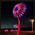 Unique Metal Kinetic Wind Sculpture LED Colorful Stainless Steel Yard Art