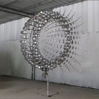 Unique Metal Kinetic Wind Sculpture LED Colorful Stainless Steel Yard Art