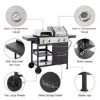2+2 multifunctional gas barbecue grill and covered grill combination for outdoor cooking