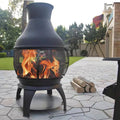 45-inch Black Cast Iron and Steel Outdoor Fire Pit Chimenea