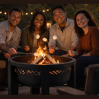 Fire Chief Wood Burning Fire Pit with Tabletop Lid - Modern Outdoor Metal Fire Pit for Patio & Backyard
