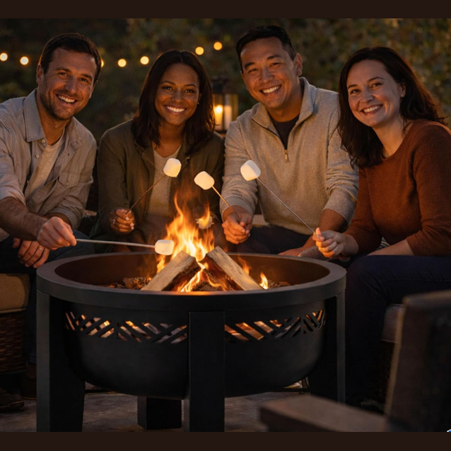 Fire Chief Wood Burning Fire Pit with Tabletop Lid - Modern Outdoor Metal Fire Pit for Patio & Backyard