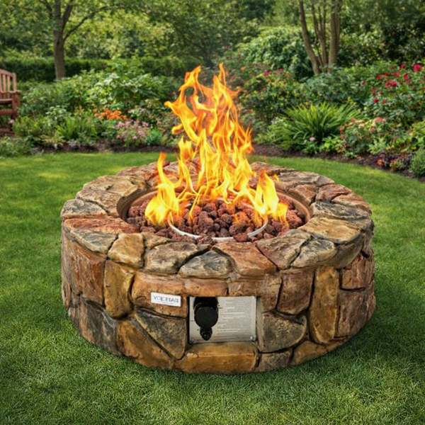 40,000 BTU Outdoor Circle Stone Gas Propane Fire Pit
