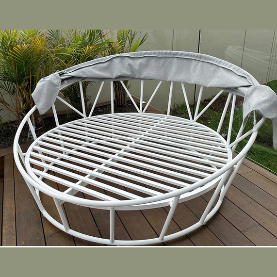 Round Aluminium Frame Outdoor Daybed Sun Lounger