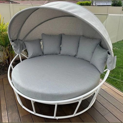 Round Aluminium Frame Outdoor Daybed Sun Lounger