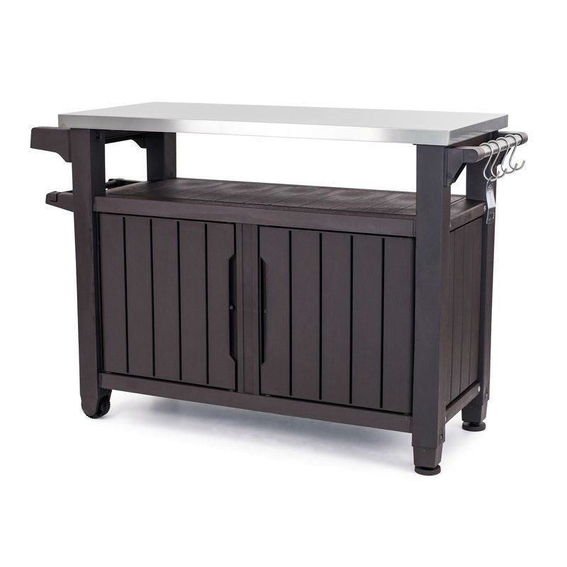 Outdoor Grill Party Bar Serving Cart with Storage - Dark Brown