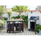 Outdoor Grill Party Bar Serving Cart with Storage - Dark Brown