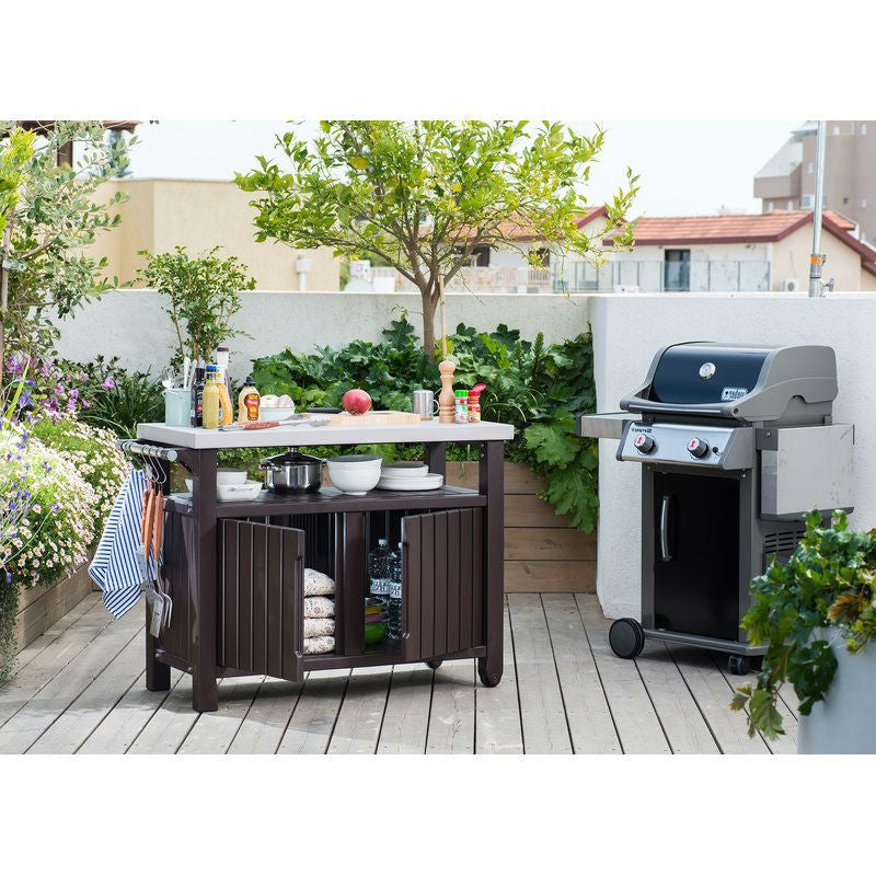 Outdoor Grill Party Bar Serving Cart with Storage - Dark Brown