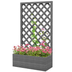 Outdoor Raised Garden Planter Box with Lattice Trellis in Grey Wood Finish