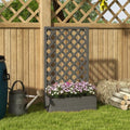 Outdoor Raised Garden Planter Box with Lattice Trellis in Grey Wood Finish