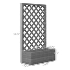 Outdoor Raised Garden Planter Box with Lattice Trellis in Grey Wood Finish