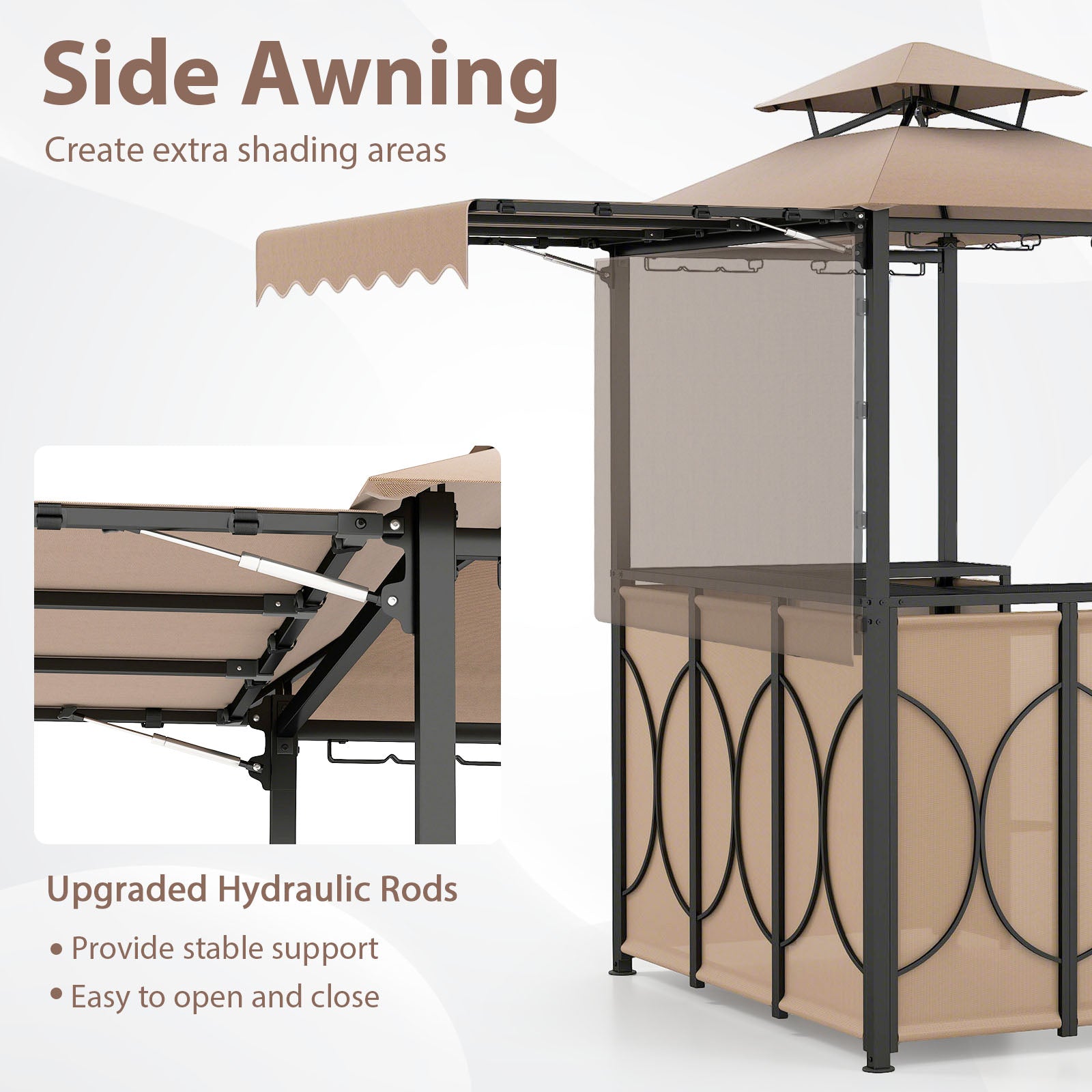 Bar Gazebo with Awning 3-Piece Outdoor Bar Canopy