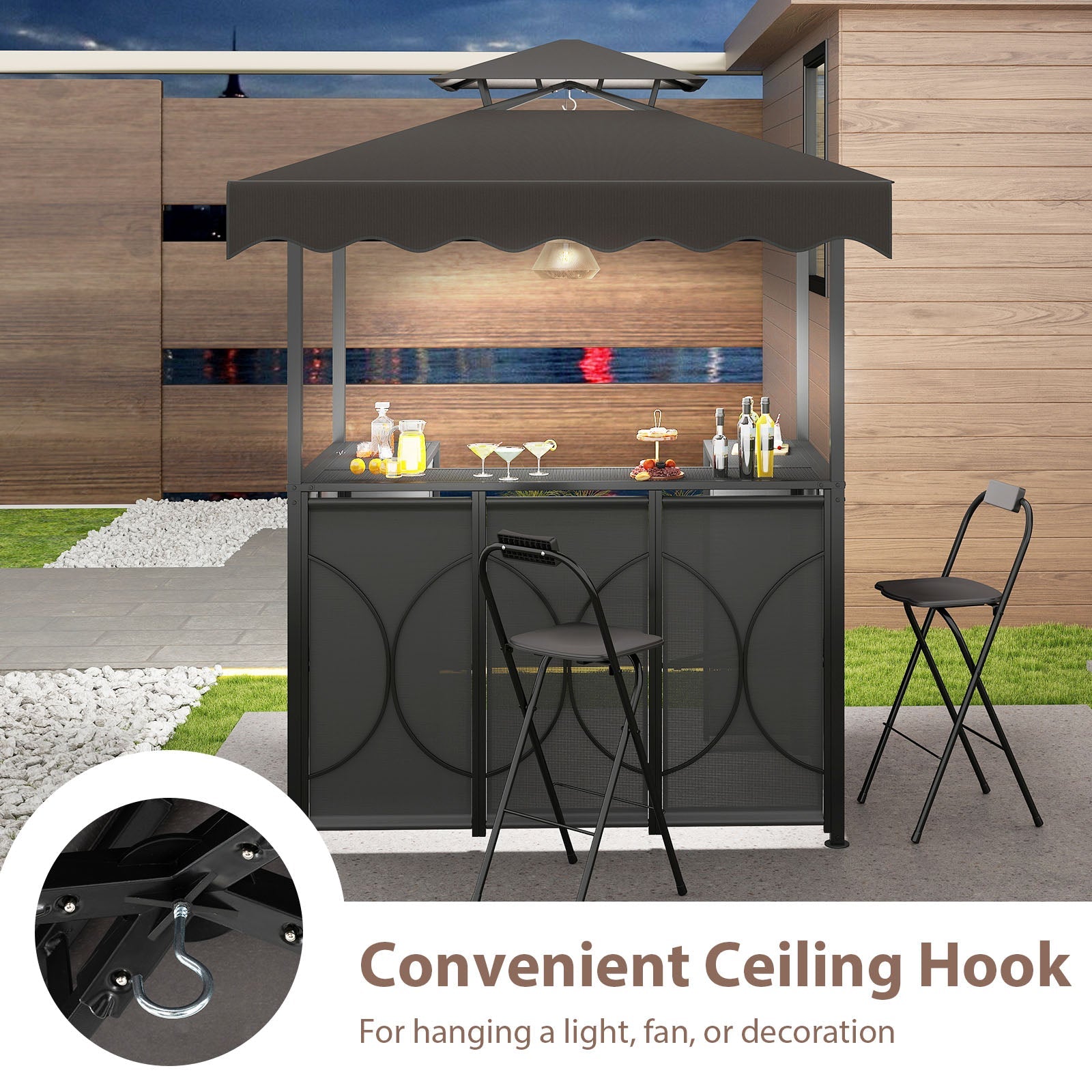 Bar Gazebo with Awning 3-Piece Outdoor Bar Canopy