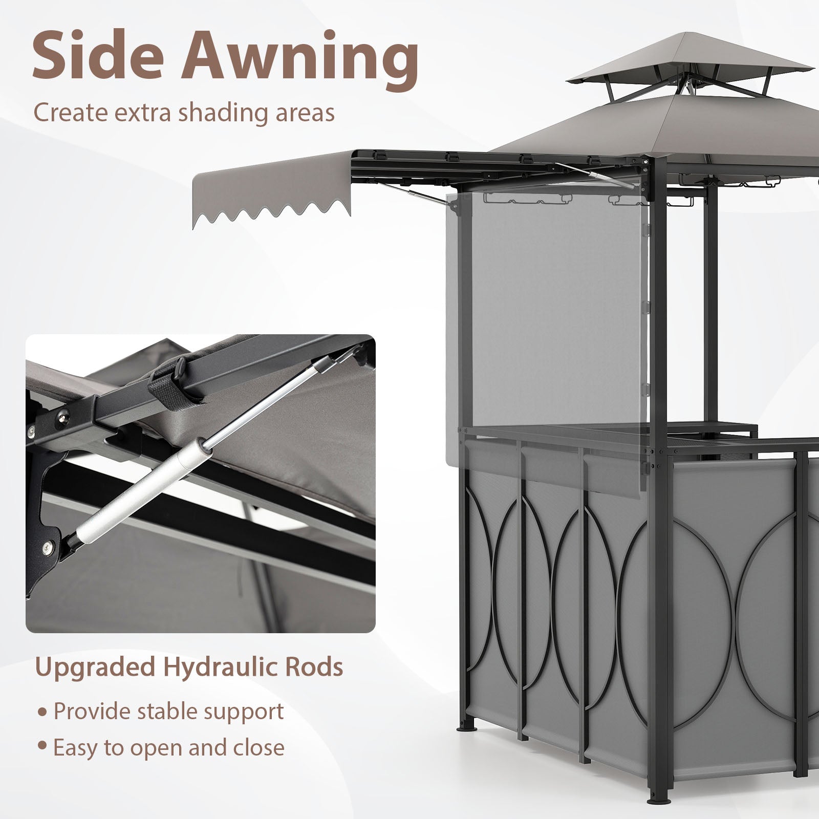 Bar Gazebo with Awning 3-Piece Outdoor Bar Canopy