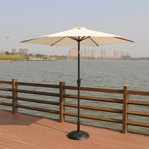 Beige 8.8 Feet Outdoor Aluminum Patio Umbrella Waterproof and Foldable for Courtyard Furniture