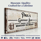 Personalized Rustic Garage Bar Sign for Home Bar