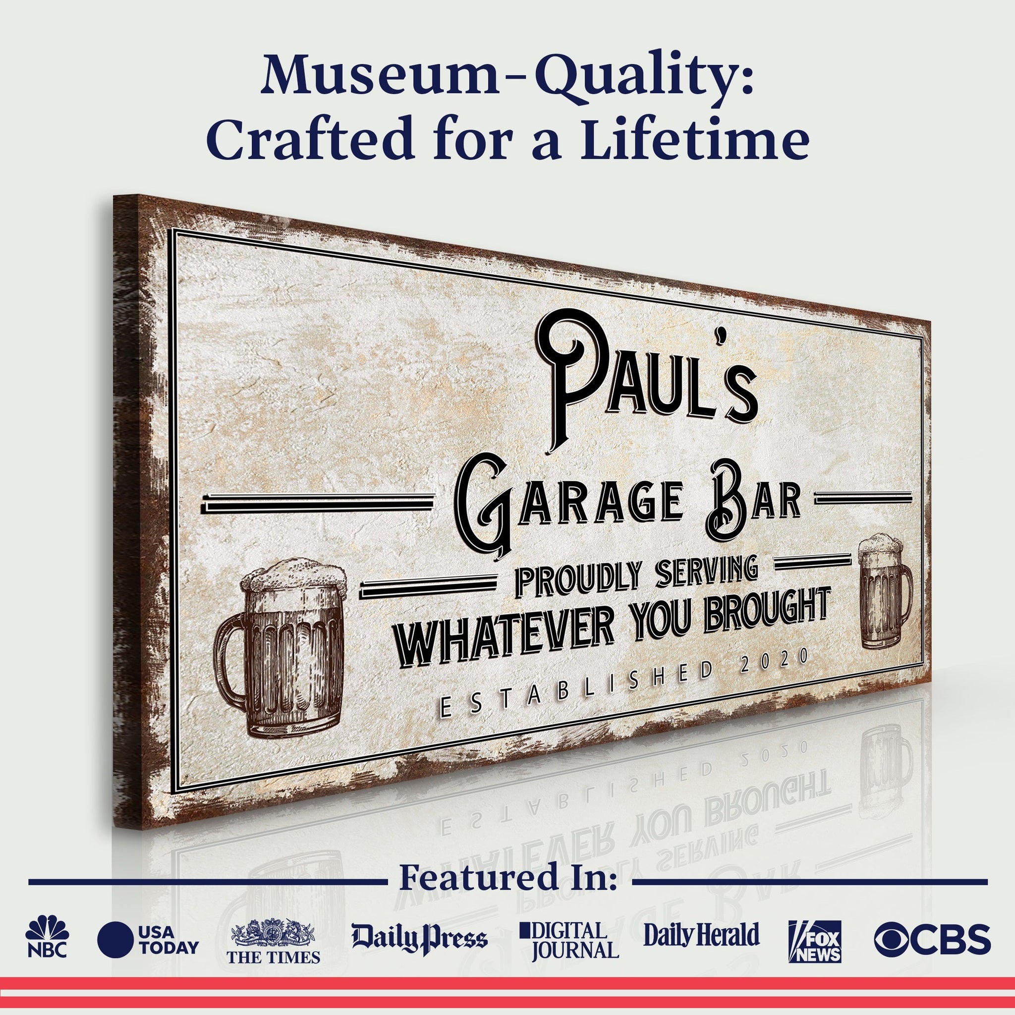 Personalized Rustic Garage Bar Sign for Home Bar