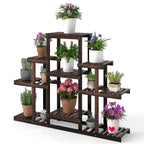 Indoor Outdoor Wood Plant Stand Multi-Tiered