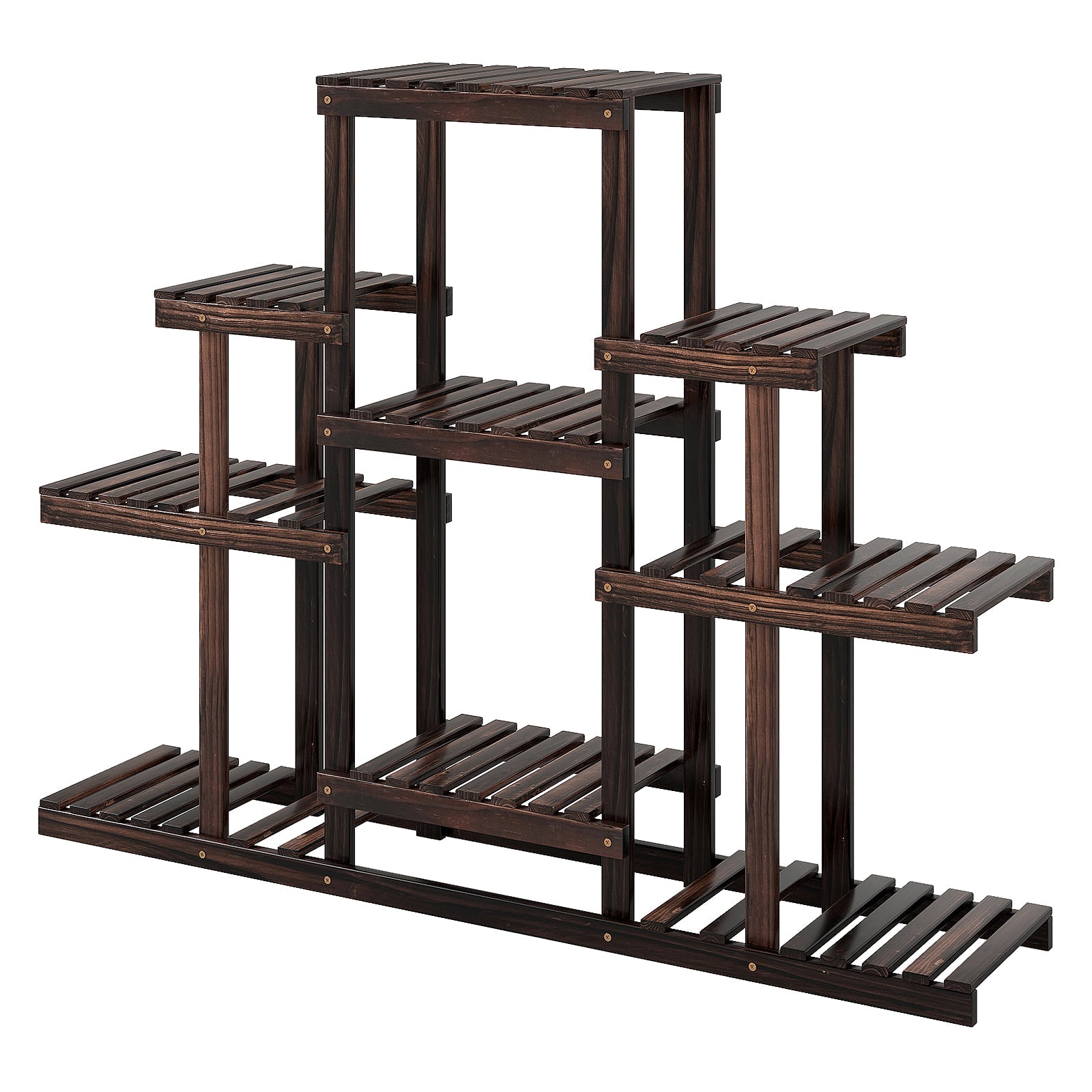 Indoor Outdoor Wood Plant Stand Multi-Tiered