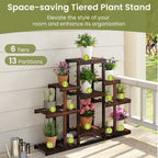 Indoor Outdoor Wood Plant Stand Multi-Tiered