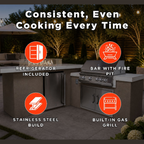 Baja 9FT BBQ Island With LEDs, Built-In BBQ And Refrigerator [Made-To-Order]