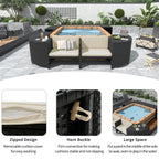 Quadrilateral Spa Surround Rattan Sectional Sofa