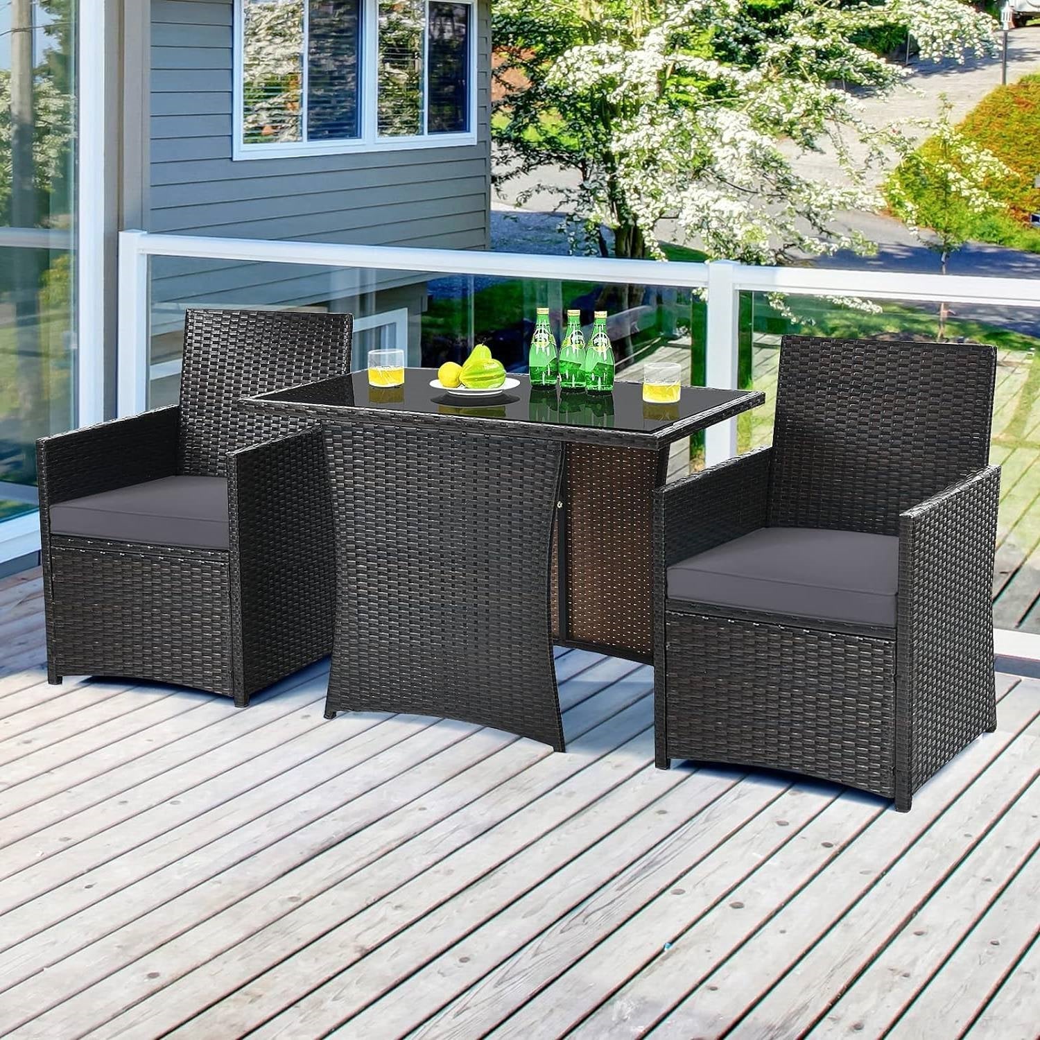 3-Piece Outdoor Patio Furniture Bistro Dining Set